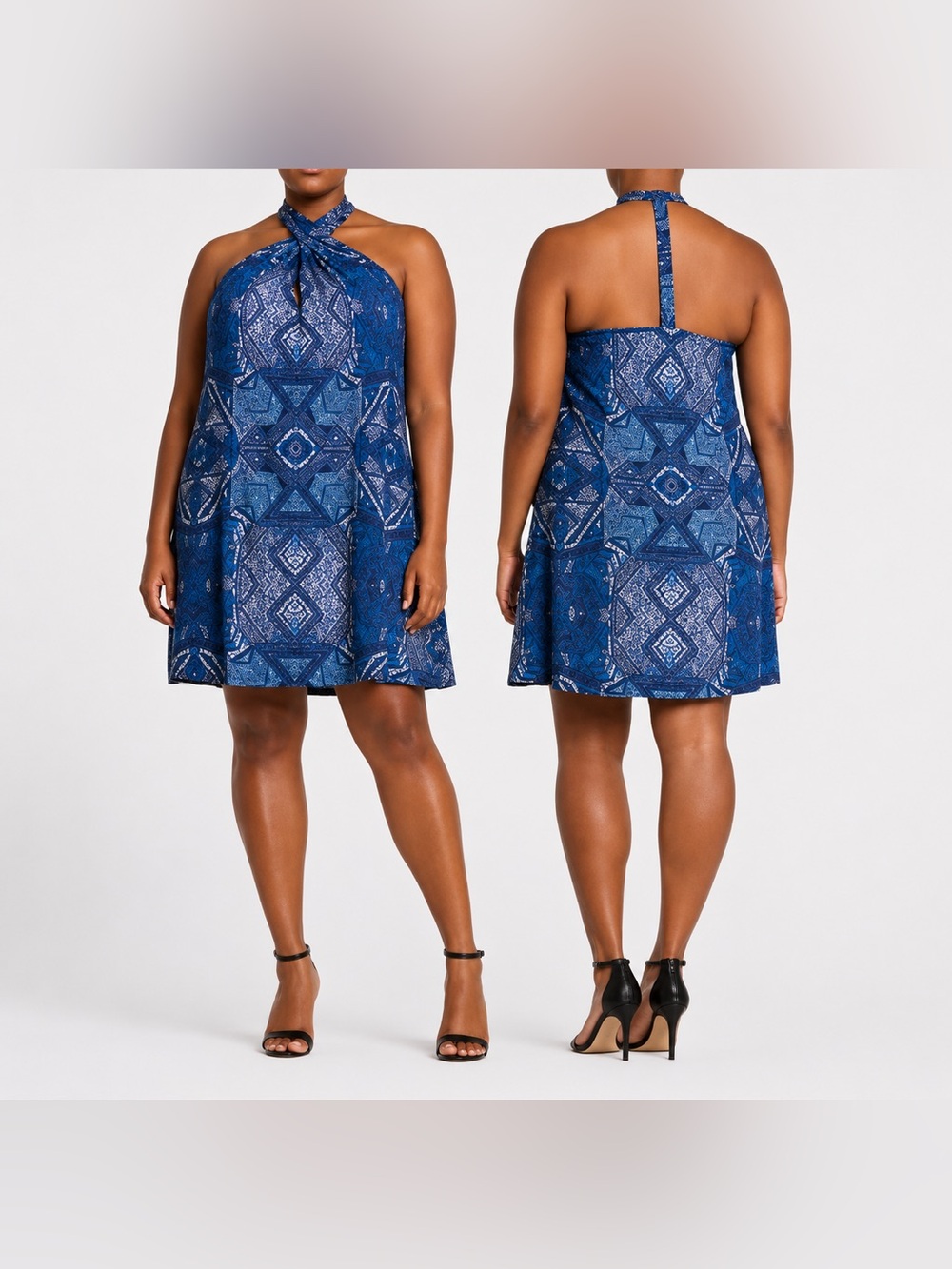 Tart Rumi Halter Dress 3X Blue Print NWOT